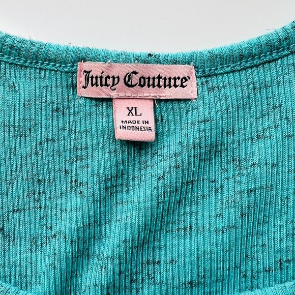 Juicy Couture Racerback Tank Top Turquoise Heathered Polyester/Rayon Blend Sz XL - Picture 4 of 5